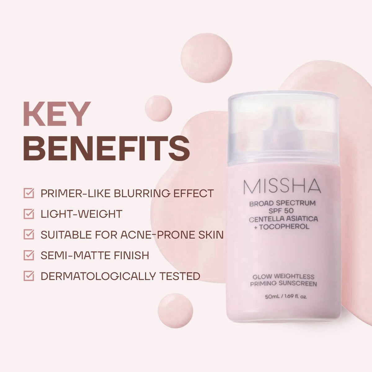 MISSHA Glow Weightless Priming Sunscreen SPF 50 Centella 1.69 oz – alternate angle