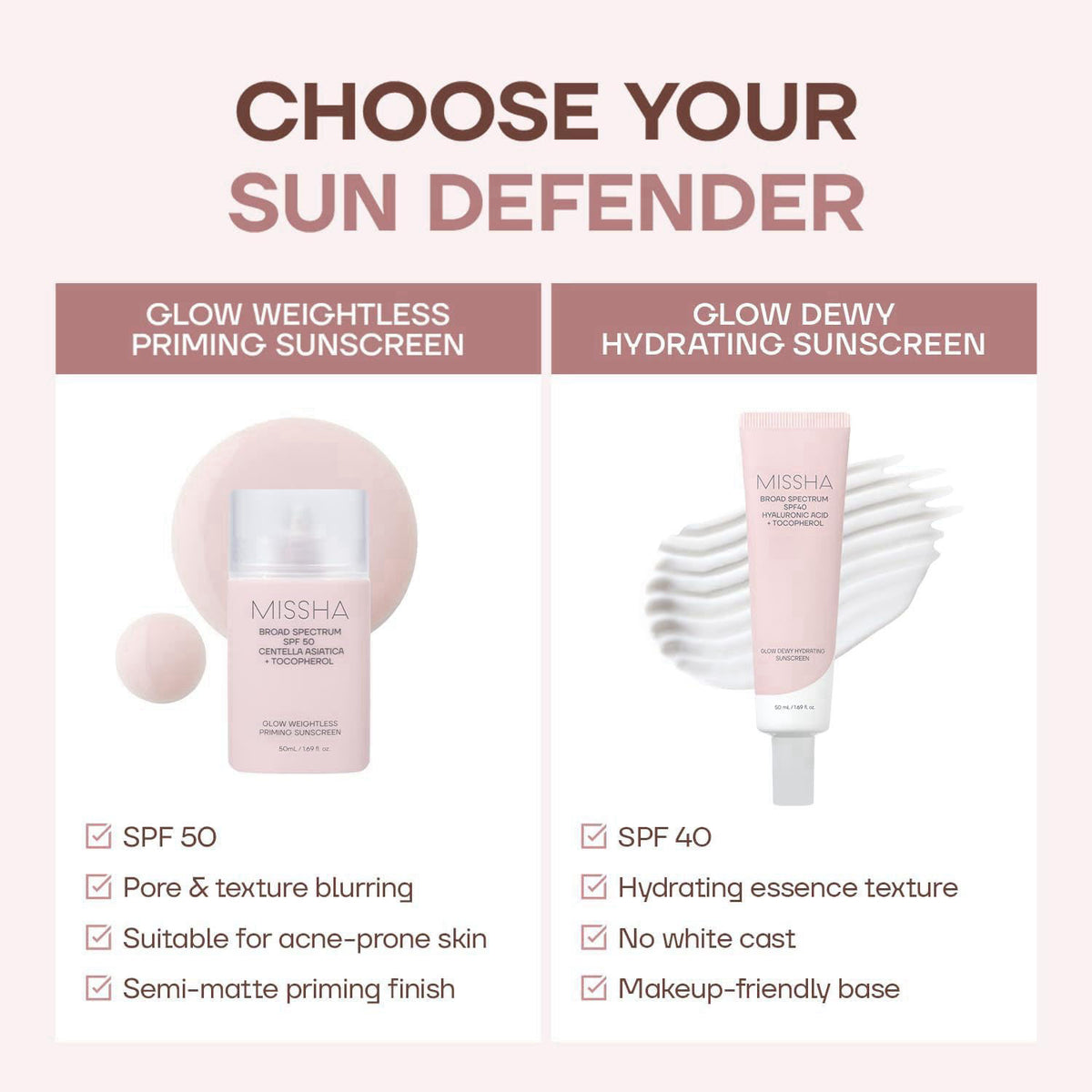 MISSHA – Facial Sunscreens on display