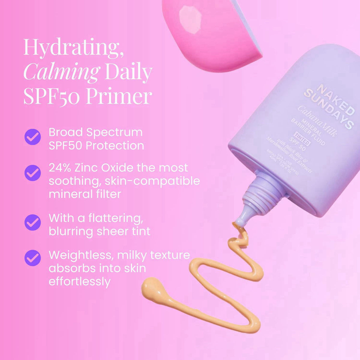 Naked Sundays CabanaMilk Milky Mineral Sunscreen Serum SPF 50, 40ml – close-up detail