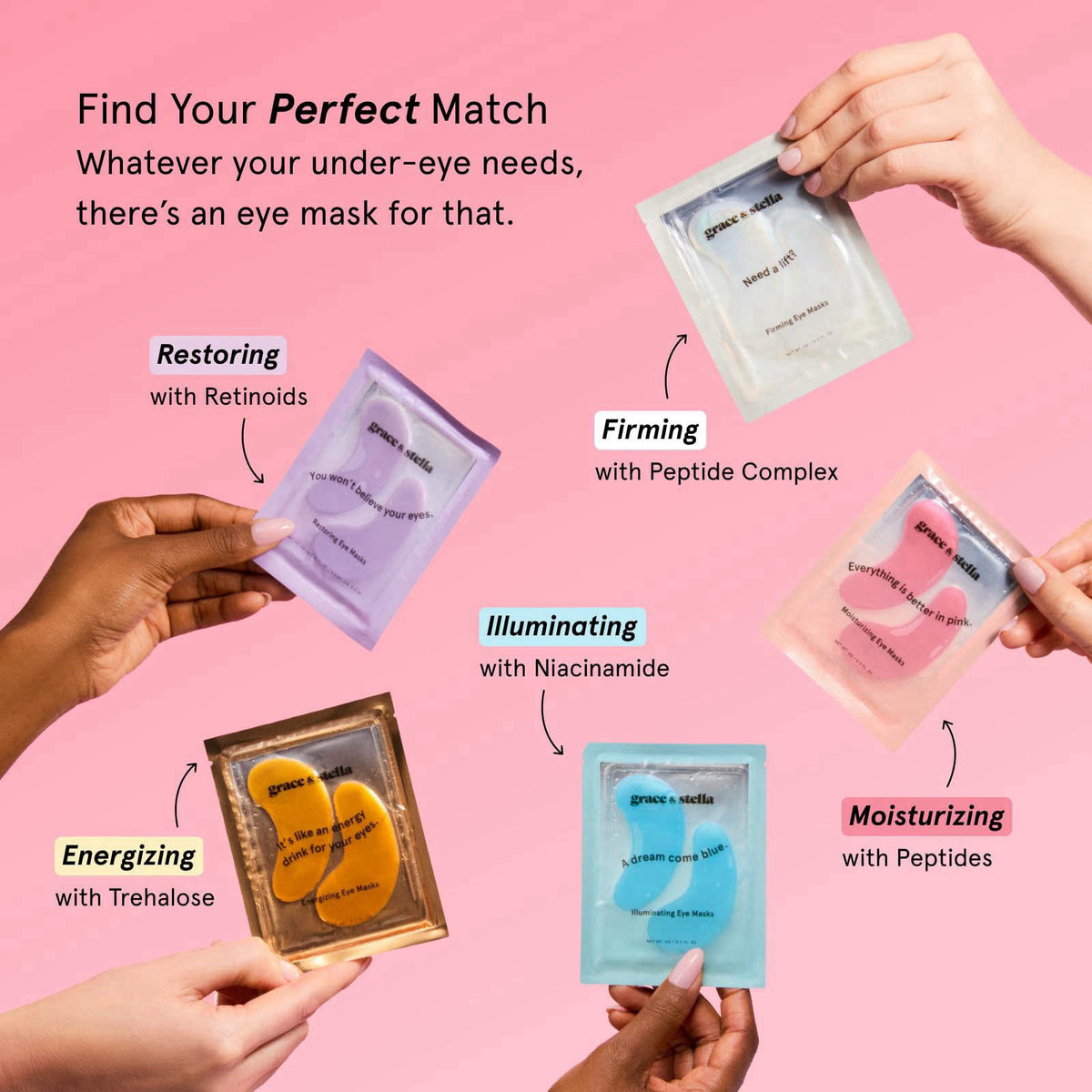 grace & stella Award Winning Under Eye Mask Reduce Dark Circles, Puffy Eyes, Undereye Bags, Wrinkles, Gel Under Eye Patc