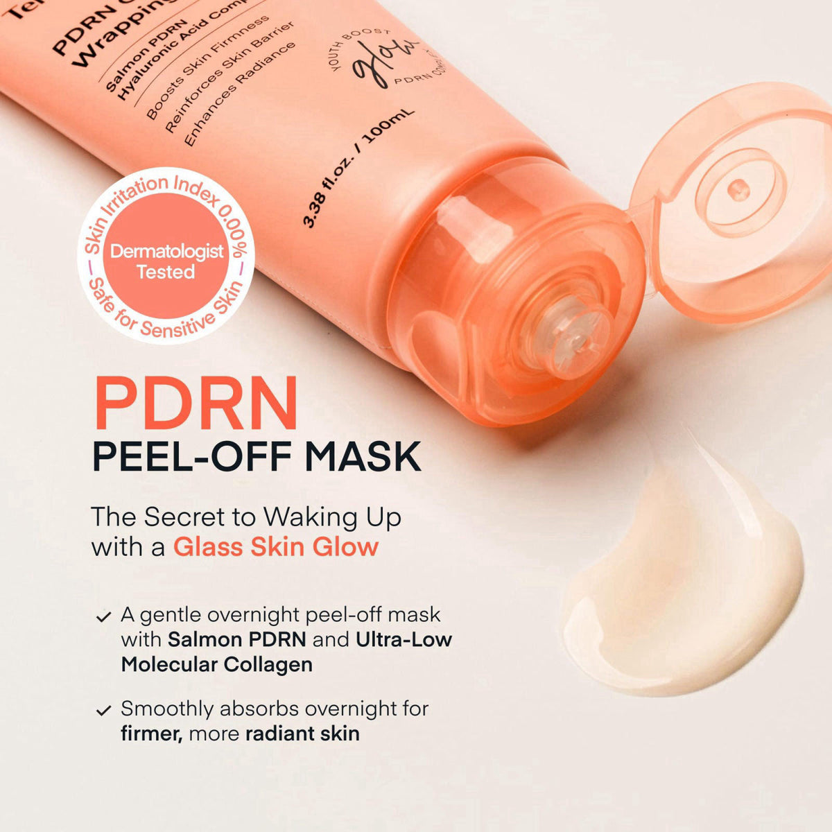 TEREZ & HONOR PDRN Overnight Wrapping Peel Off Facial Mask: Hydration & Skin Support, Salmon PDRN & Hyaluronic Acid Comp
