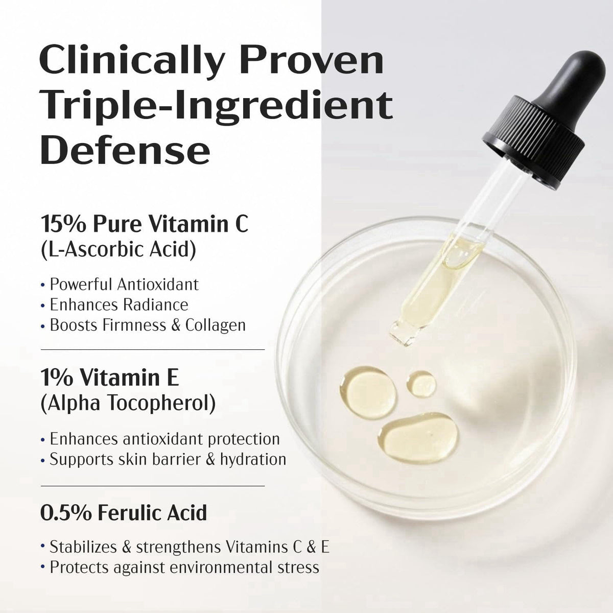 Lanmeri Ceuticals 15% Vitamin C + E + Ferulic Serum: Advanced Antioxidant Defense Formula with 1% Vitamin E & 0.5% Ferul