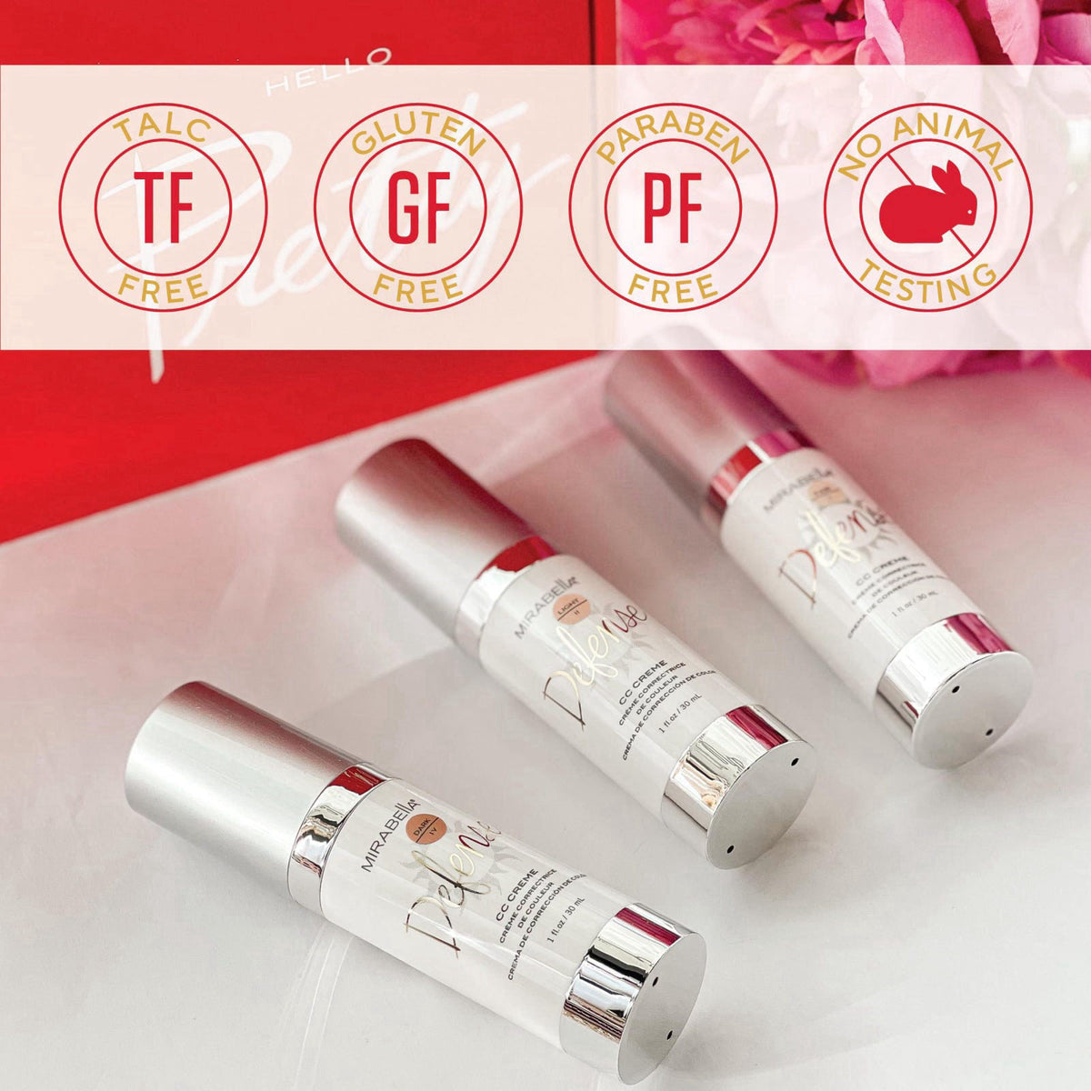 Mirabella Defense CC Creme Full Coverage Foundation with SPF 20, CC Cream Foundation with Sunscreen & Hyaluronic Acid, O