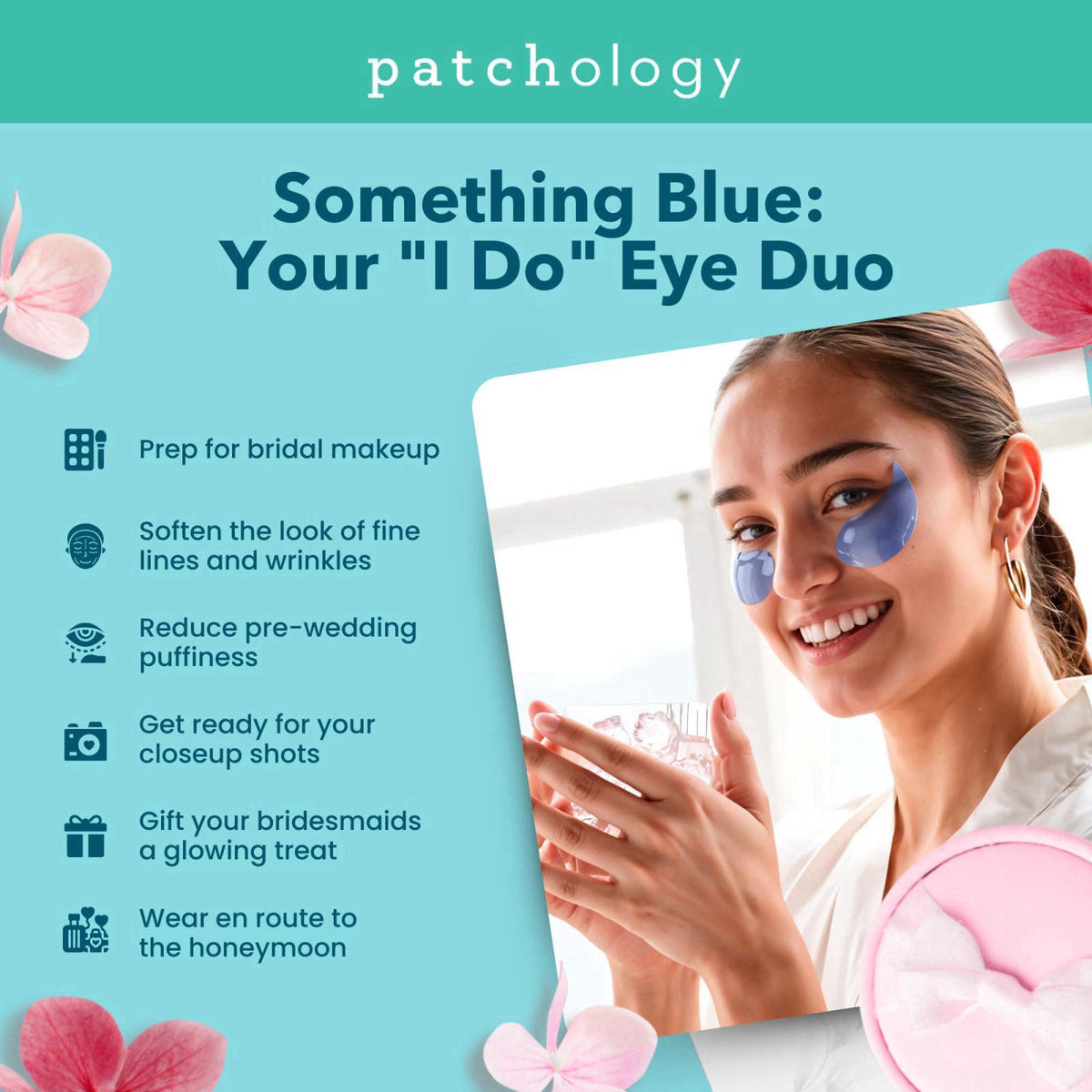 Patchology Something Blue Under Eye Patches | Bridal Shower Gift for Bride. – close-up detail