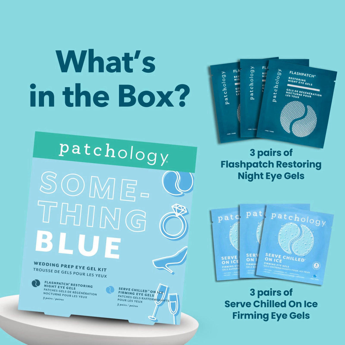 Patchology Something Blue Under Eye Patches | Bridal Shower Gift for Bride. – full view