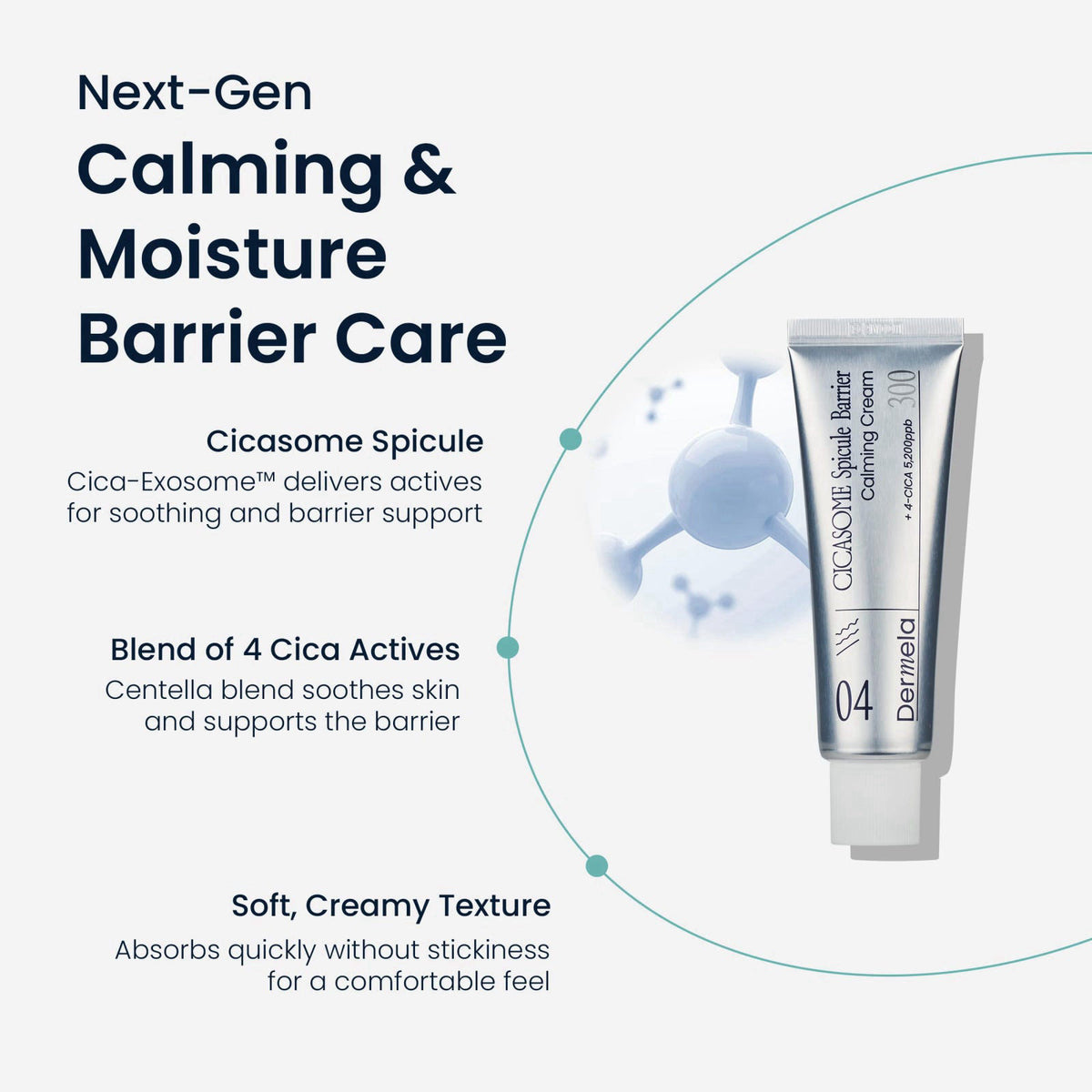 Dermela Cicasome Spicule Barrier Calming Cream, Daily Care Ultra-Hydrating & Soothing with Hyaluronic Acid & Glycerin, 1