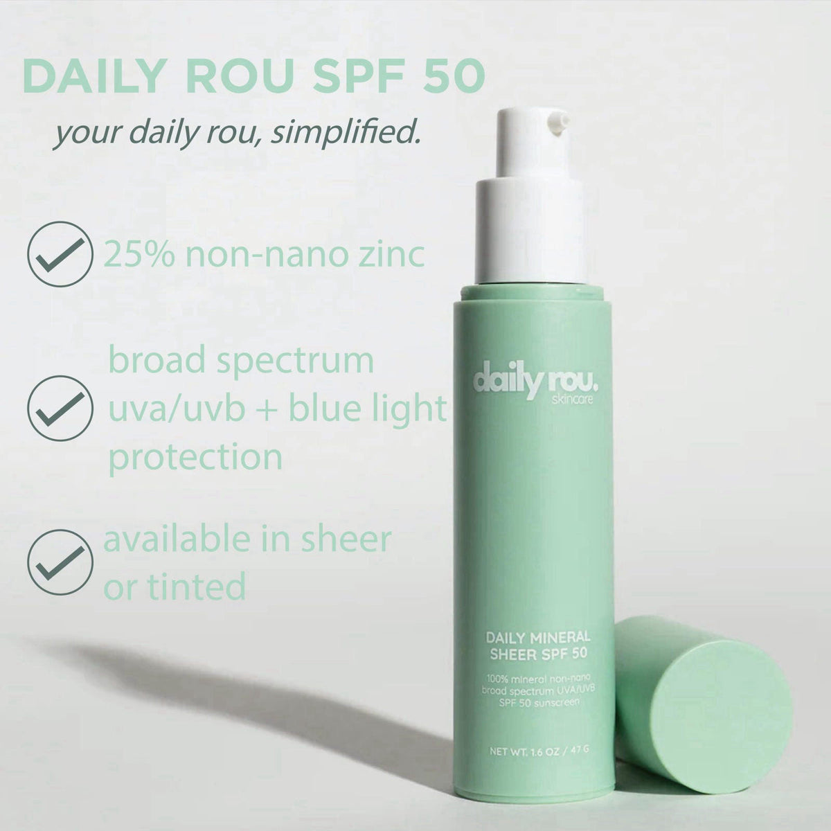 Daily Rou DailyRou Daily Mineral Skincare – Hydrating & Brightening Face Sunscreen for Men & Women – Lightweight, Non-Gr