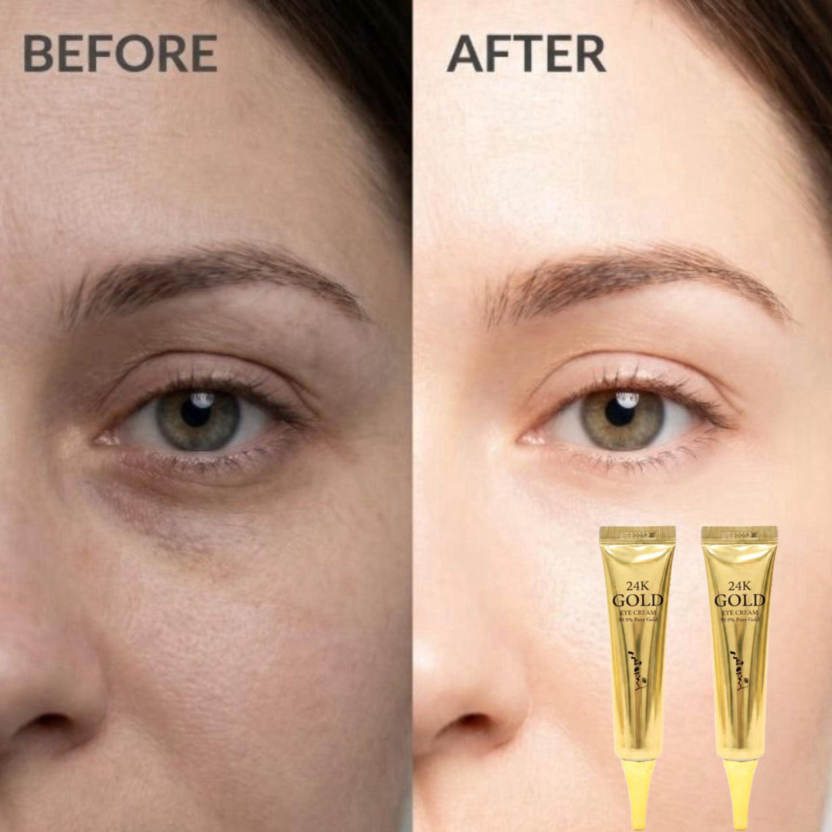 LEBELAGE 24K Gold Under Eye Bag Remover & Eye Wrinkle Cream, 2 Pack – back view and specifications
