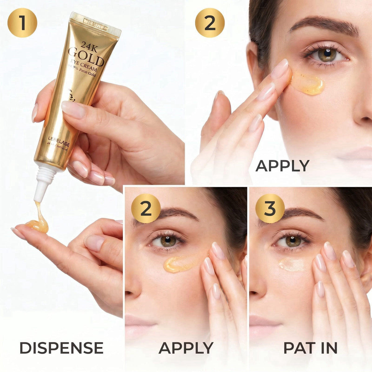 LEBELAGE 24K Gold Under Eye Bag Remover & Eye Wrinkle Cream, 2 Pack – alternate angle