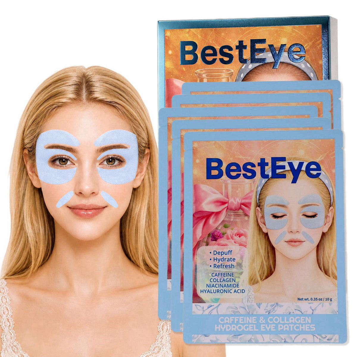 Besteye Retinol Under Eye Patches for Puffy Eyes & Dark Circles, Eye Mask – packaging and label