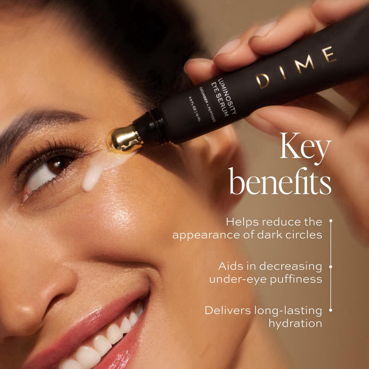 DIME Beauty Luminosity Eye Serum - Caffeine Eye Cream, 0.5 oz – packaging and label