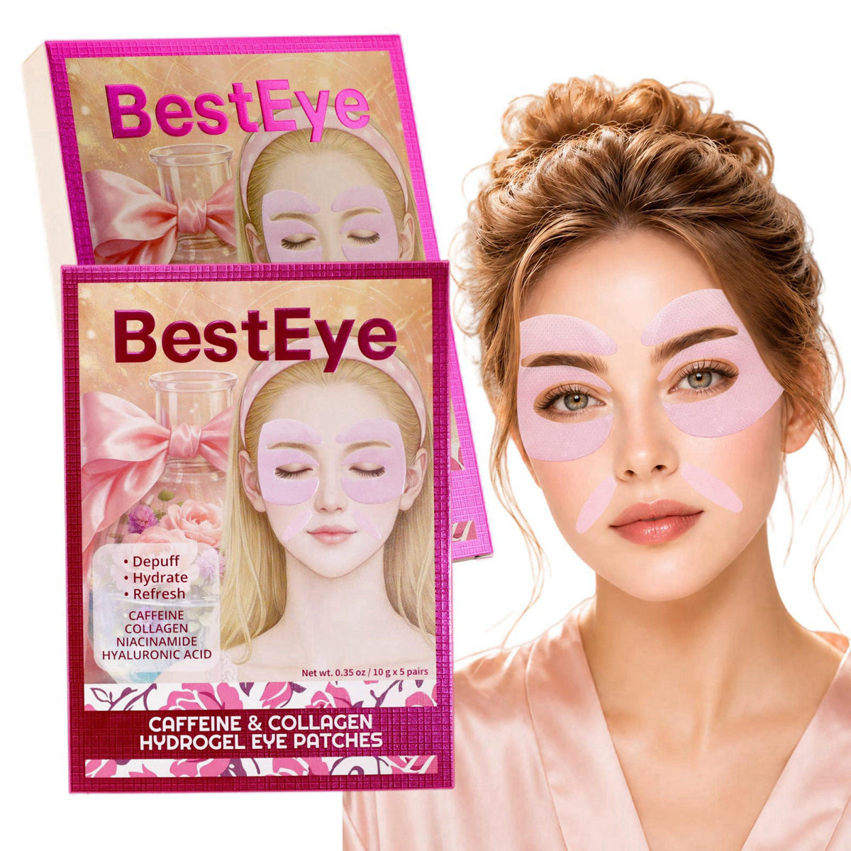 Besteye Collagen Under Eye Patches for Puffy Eyes and Dark Circles,Eye Mask – close-up detail