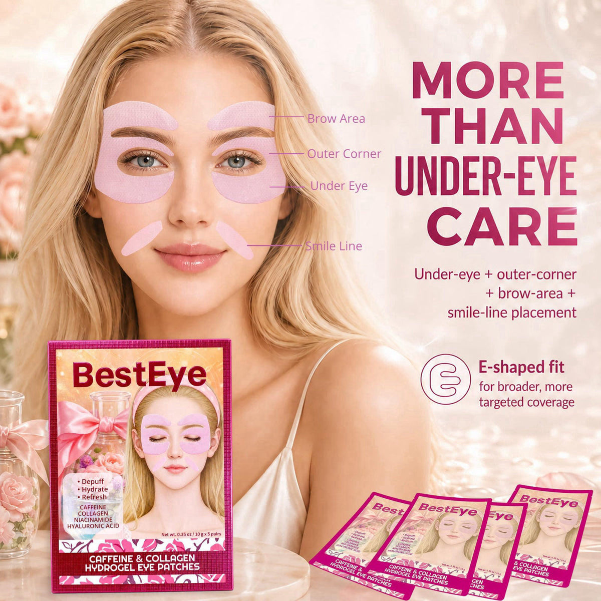 Besteye Collagen Under Eye Patches for Puffy Eyes and Dark Circles,Eye Mask – full view, size 10 pairs