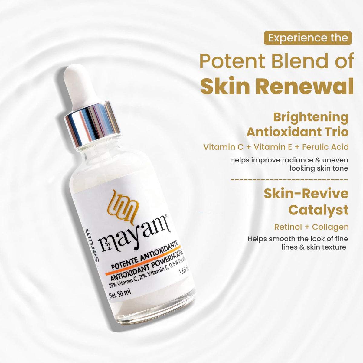 by mayam beauty Mayam Beauty Vitamin C Serum for Face, C+E FERUGLOW Brightening Face Serum with 15% Vitamin C, Vitamin E