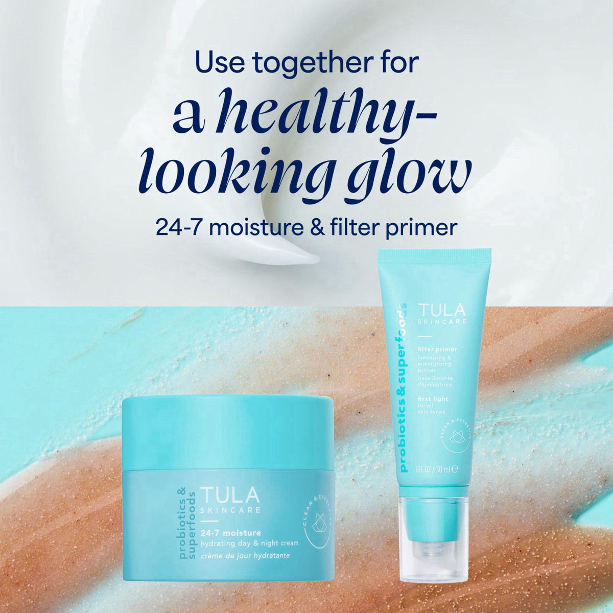 TULA Filter Primer Tinted Blurring Face Primer | Prebiotic extracts & light-reflective pearls hydrate, blur pores & deli