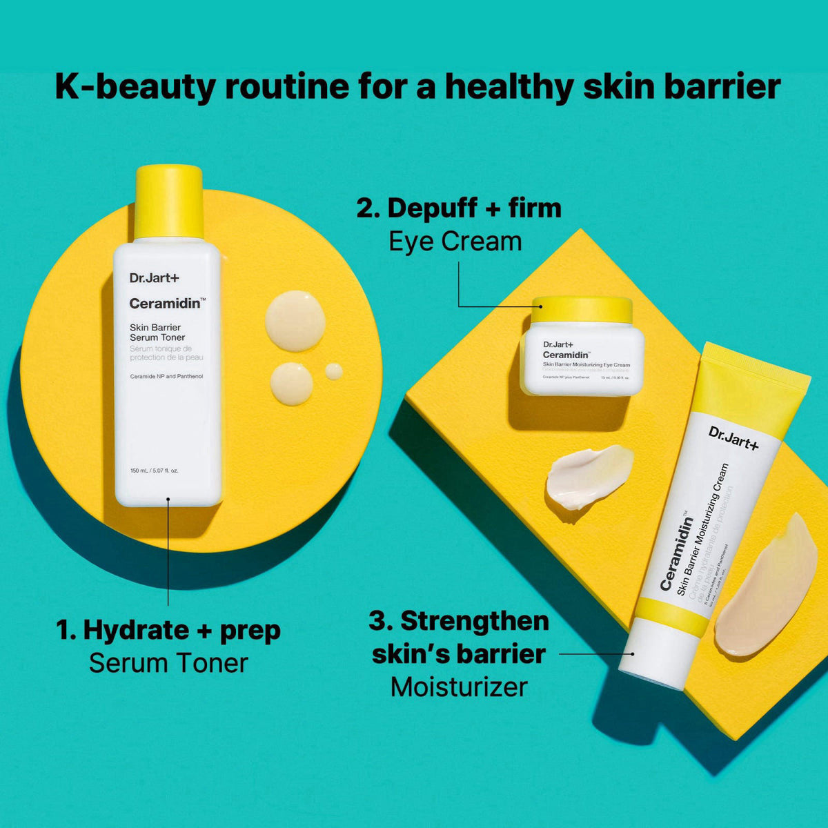 Dr.Jart+ Ceramidin Korean Eye Cream with Ceramides | Hydrates, Strengthens Skin Barrier, & Reduces Visible Puffiness | S