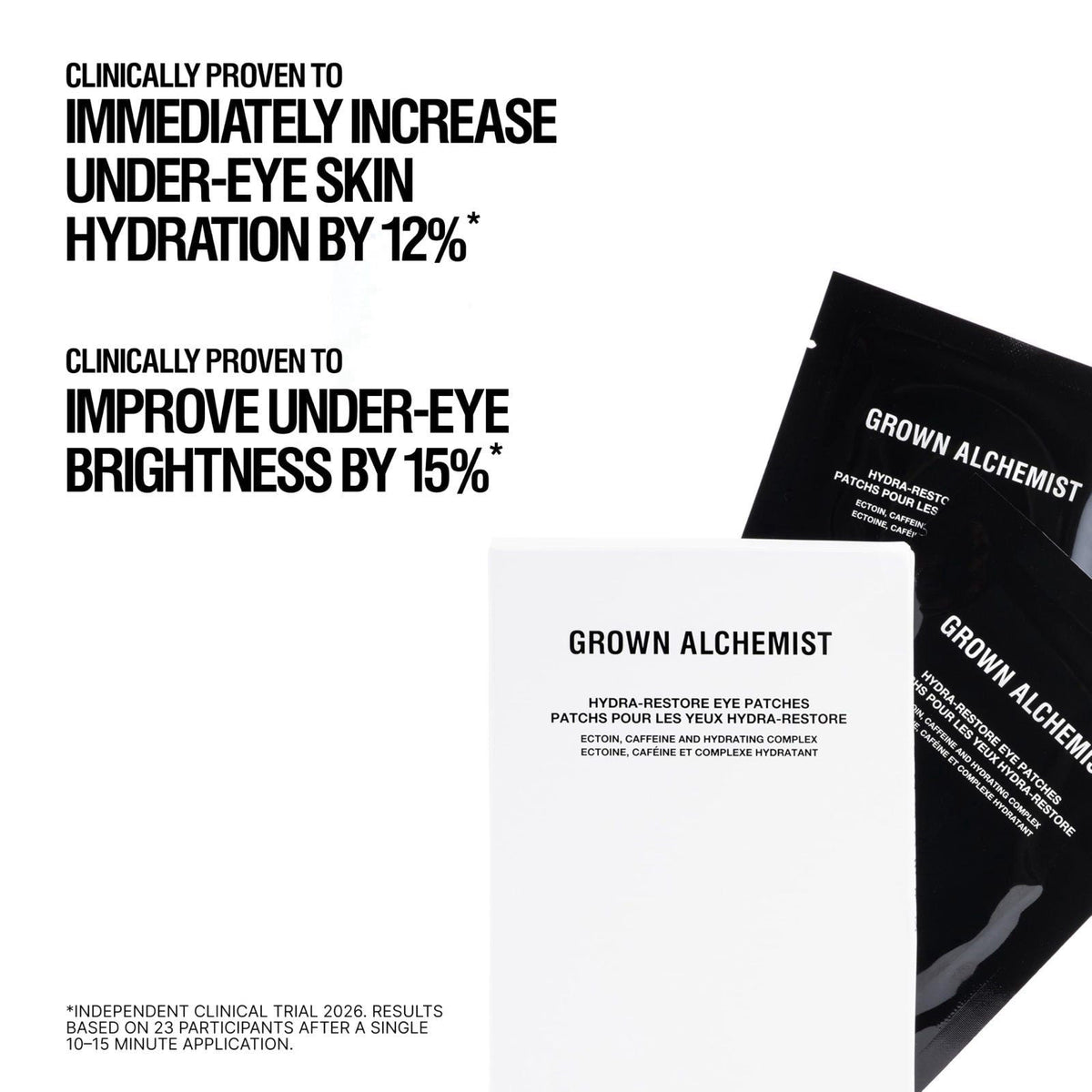 Grown Alchemist Hydra-Restore Eye Patches for Puffy Eyes & Dark Circles – packaging and label