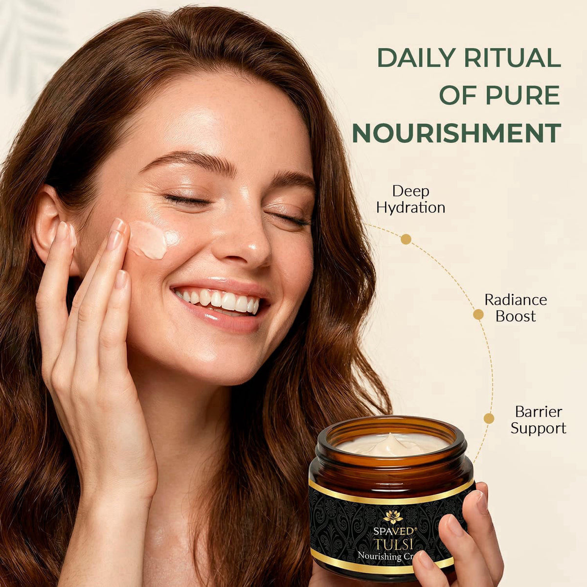 SPAVED Tulsi Face Cream 1.7 oz – Anti-Aging, Barrier Support & Hydrating Moisturizer with Shea Butter, Aloe Vera & Vitam