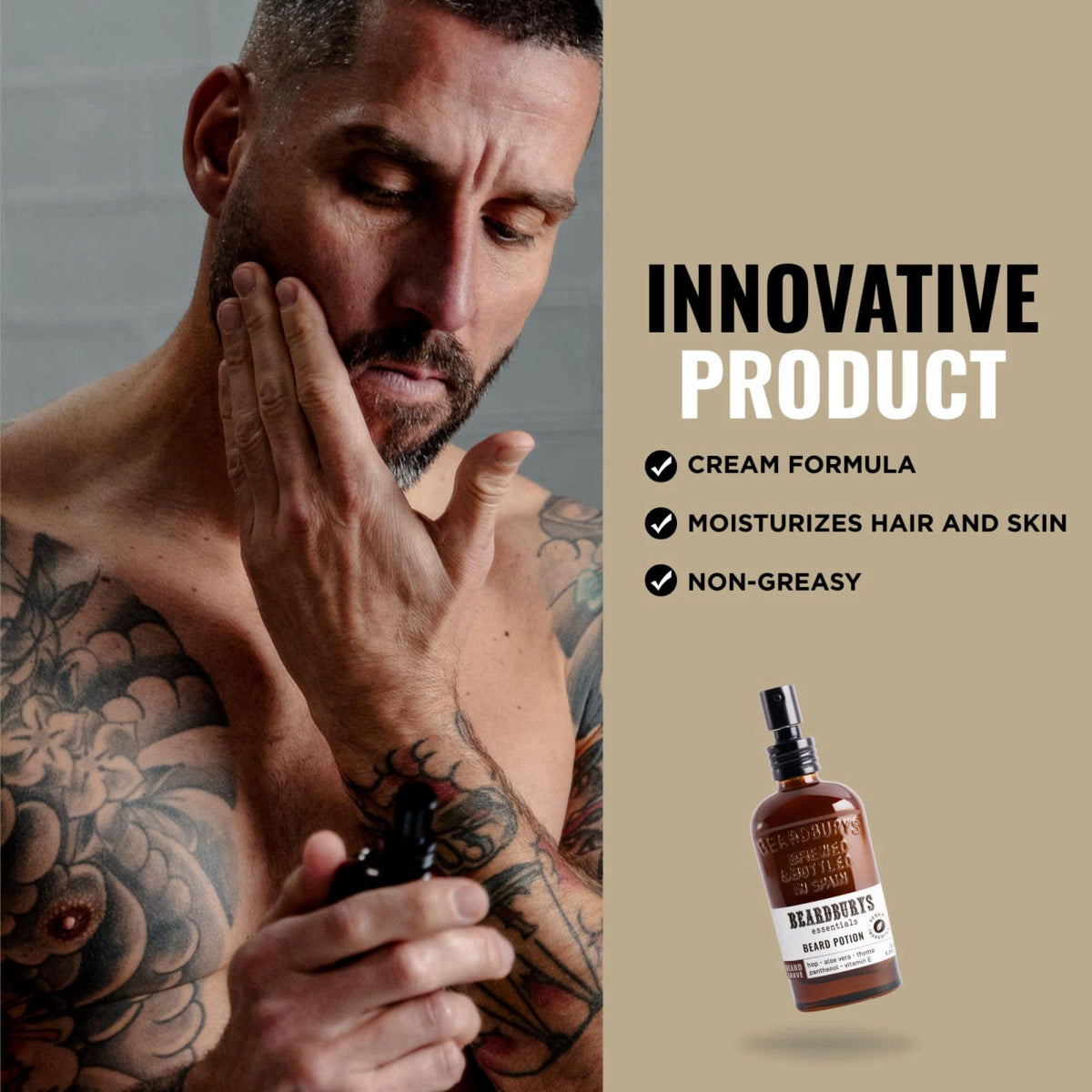 BY CAROBELS BEARDBURYS Beardburys Essentials Beard Potion | Moisturizing Beard Cream, Keeps Skin Moisturized and Itch Fr