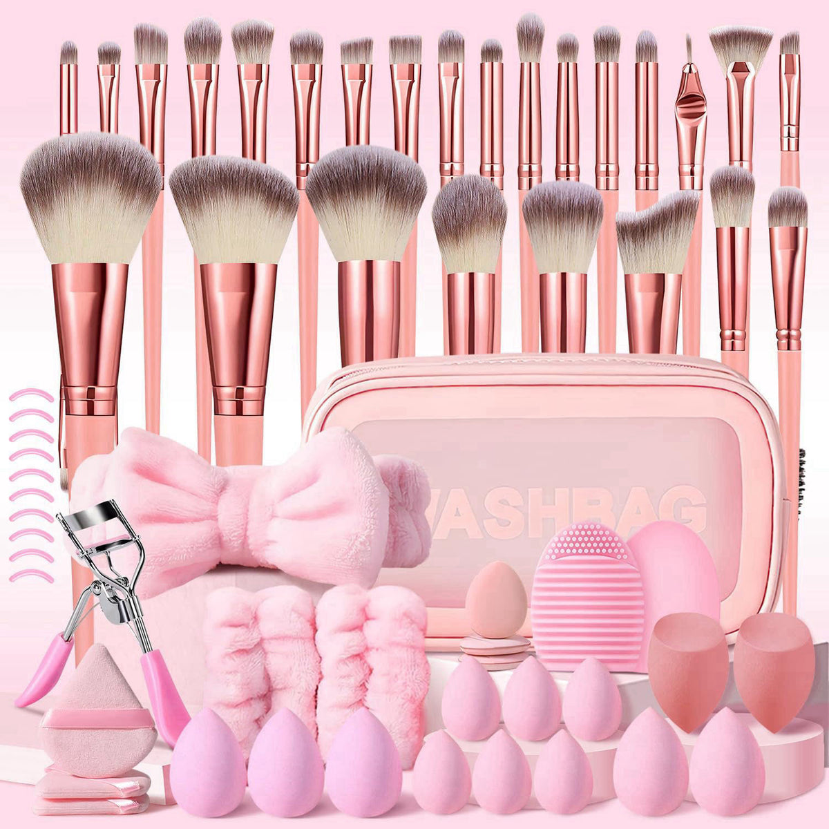 HGHDBT 42Pcs Brown Makeup Brushes Set Professional Premium Synthetic for Blush Foundation Eye Shadow Concealer Powder Ey