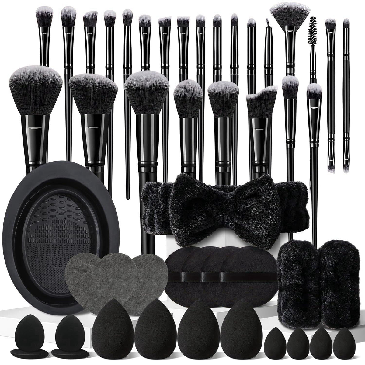 HGHDBT 42Pcs Brown Makeup Brushes Set Professional Premium Synthetic for Blush Foundation Eye Shadow Concealer Powder Ey