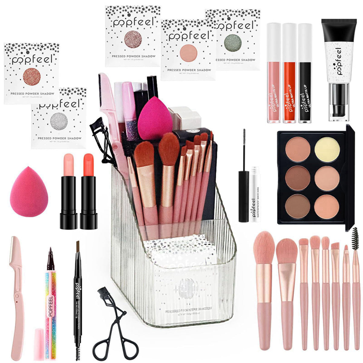 JasCherry Makeup Set, Cosmetic Make Up Starter Kit with Portable Travel Concealer Palette Lipstick Lip Gloss Eyeliner Ma