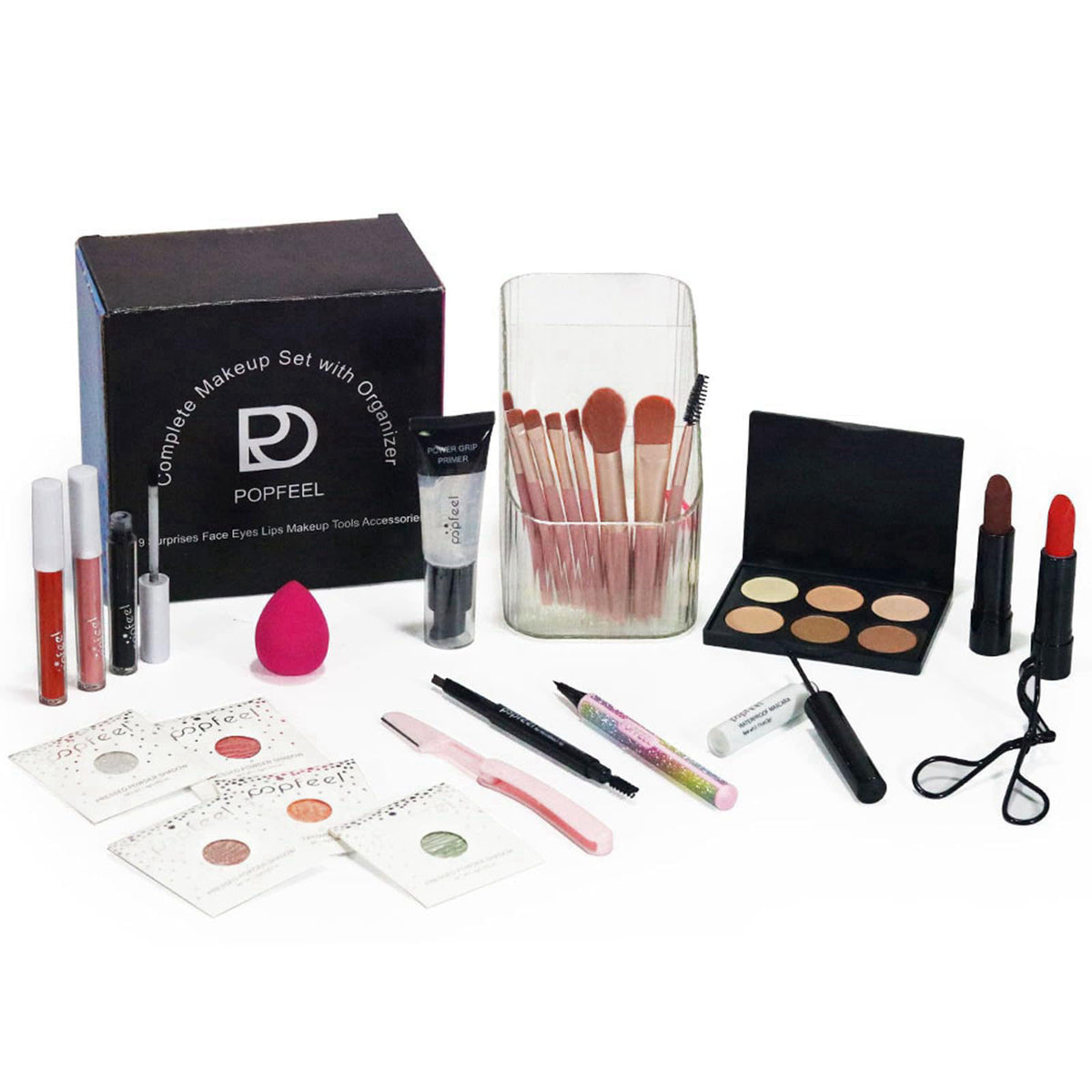 JasCherry Makeup Set, Cosmetic Make Up Starter Kit with Portable Travel Concealer Palette Lipstick Lip Gloss Eyeliner Ma