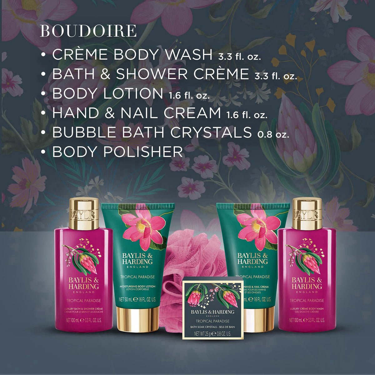 Baylis & Harding Boudoire Luxury Pamper Present, Gift Set for Women – packaging and label