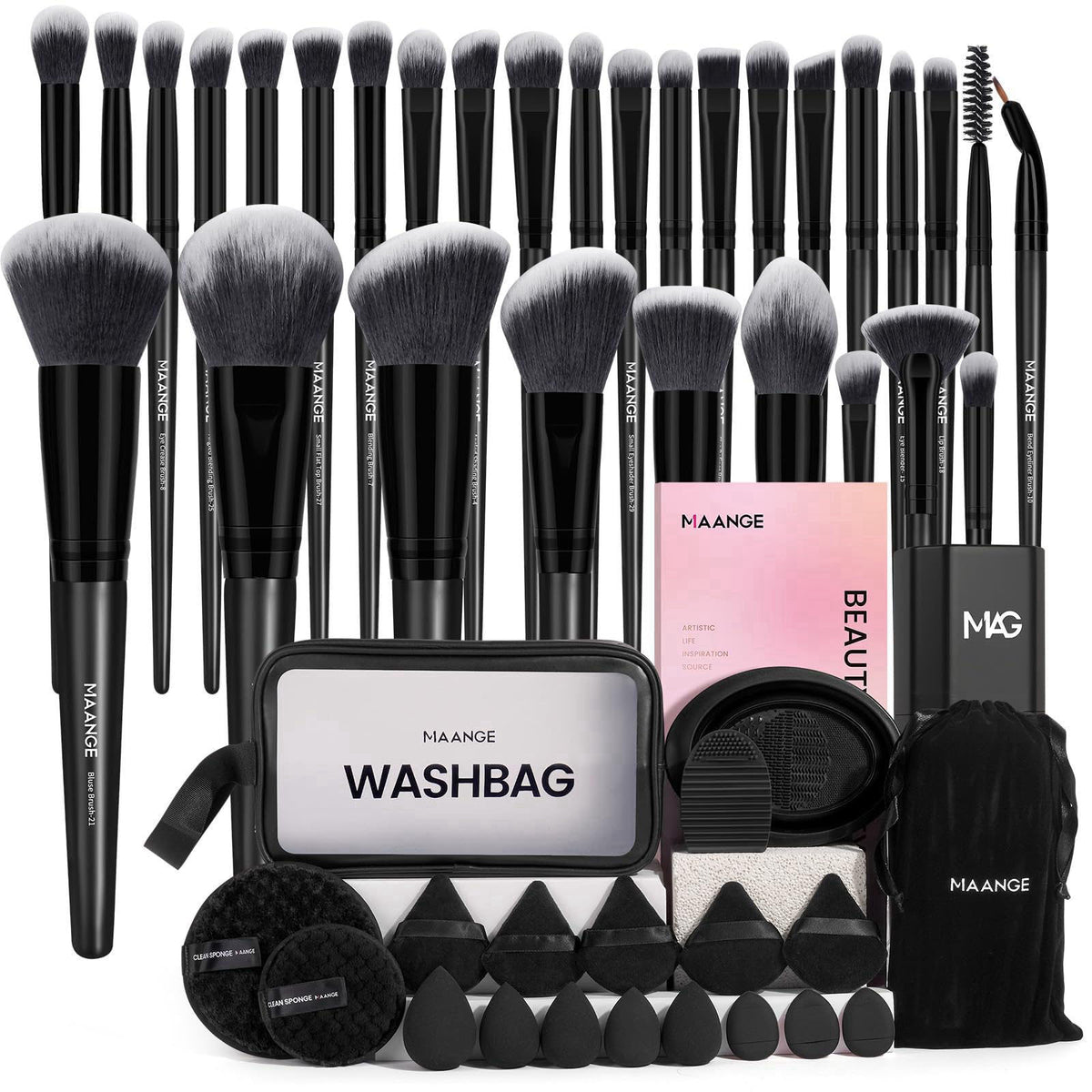 MAANGE Makeup Brush Set 51 PCS Professional Makeup Brushes for Foundation Powder Concealers Eye shadows Blending Blush T