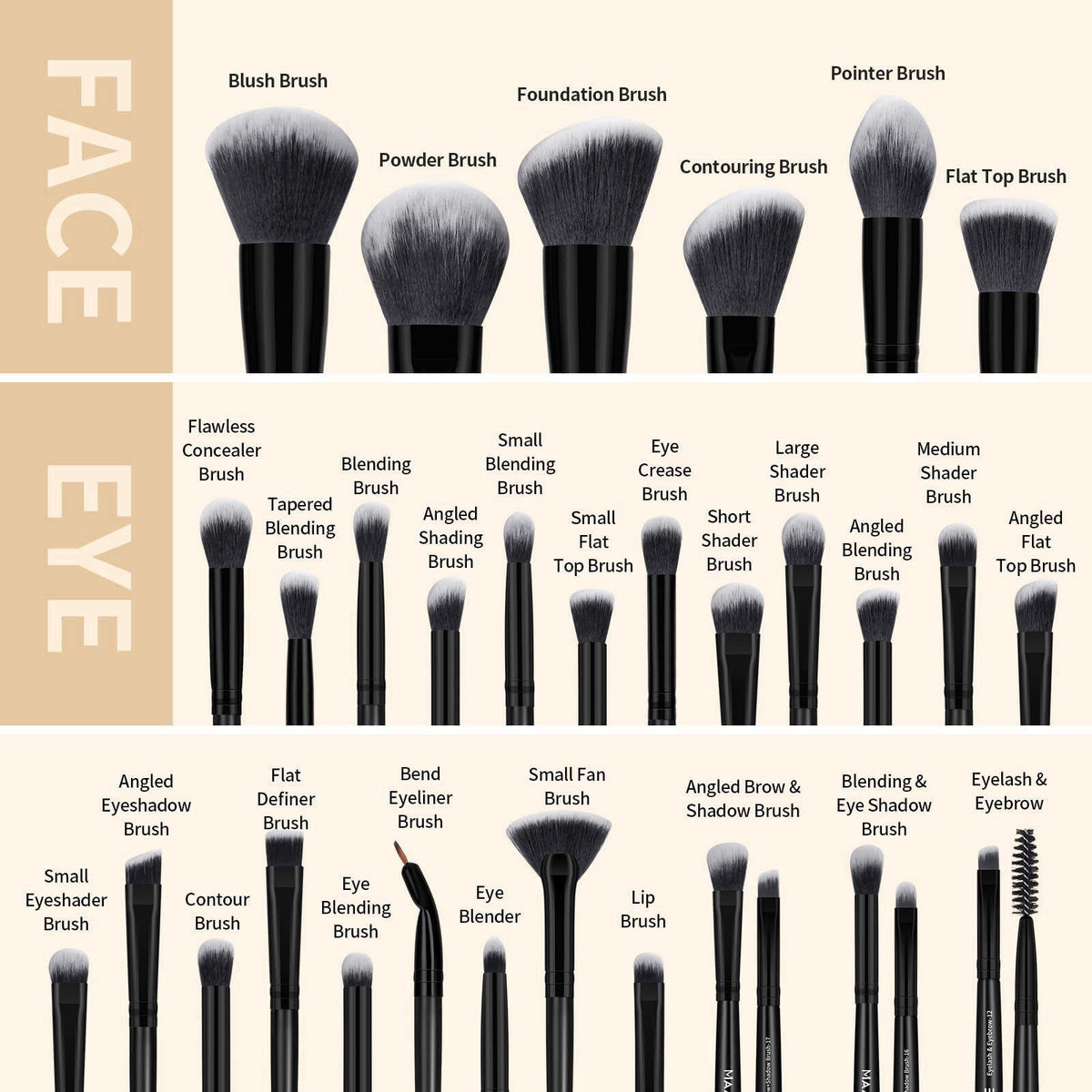 MAANGE Makeup Brush Set 51 PCS Professional Makeup Brushes for Foundation Powder Concealers Eye shadows Blending Blush T