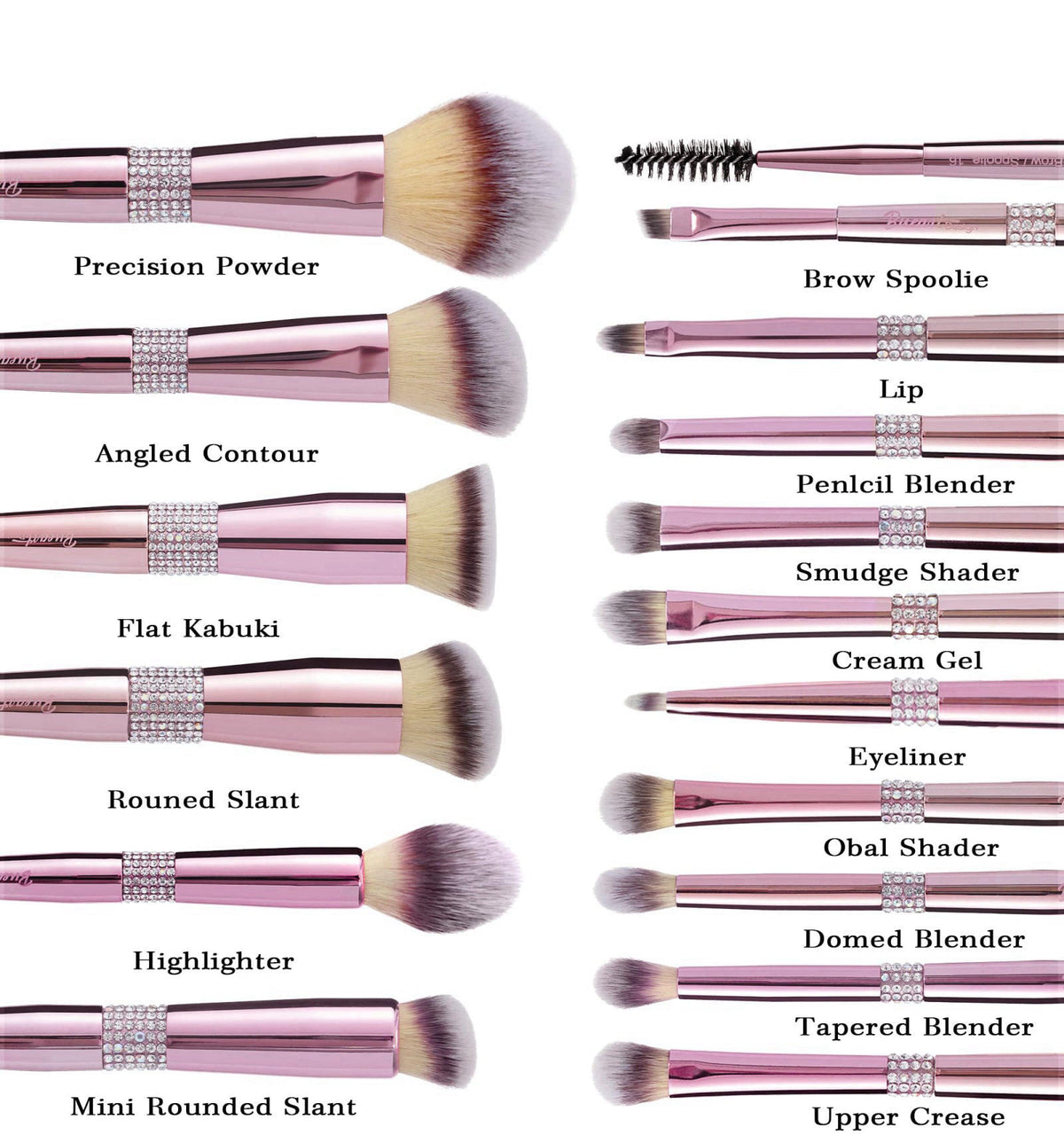 Bueart Design 16Pcs Professional Makeup Brushes Set with Elegant Holder – full view