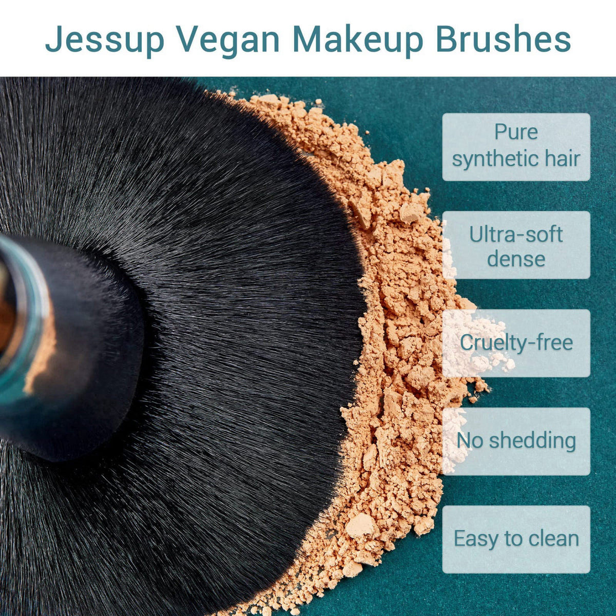 Jessup Makeup Brush Set for Contour Eyeshadow Eyeliner Lip, 15pcs T092 – full view, size 15 Piece