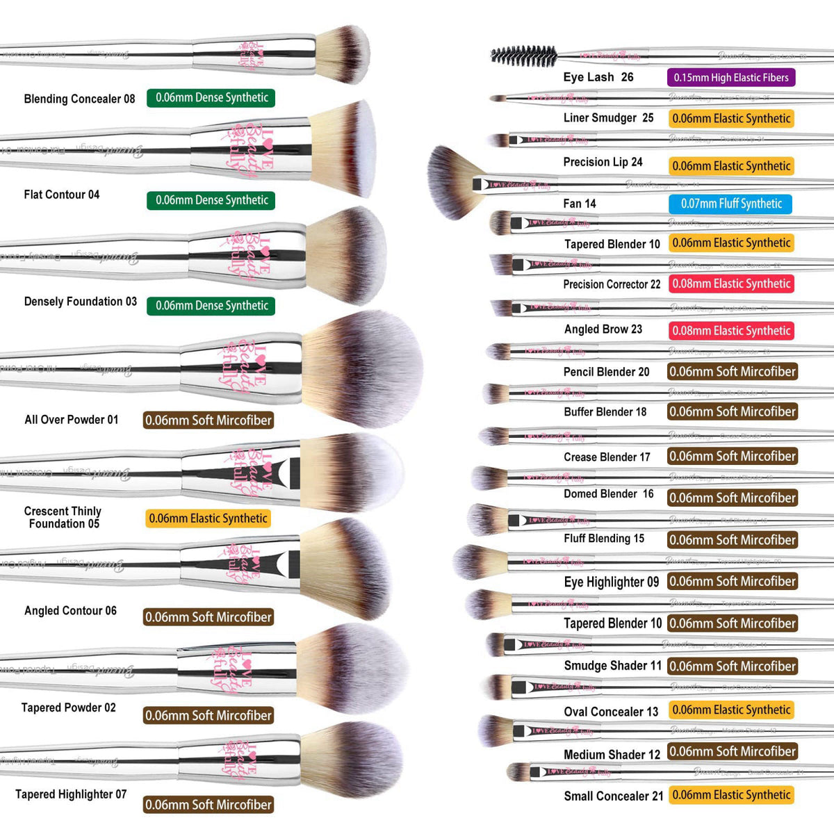 Bueart Design 26Pcs PRO Makeup Brushes Set Christmas Gift(with Elegant Box) – full view