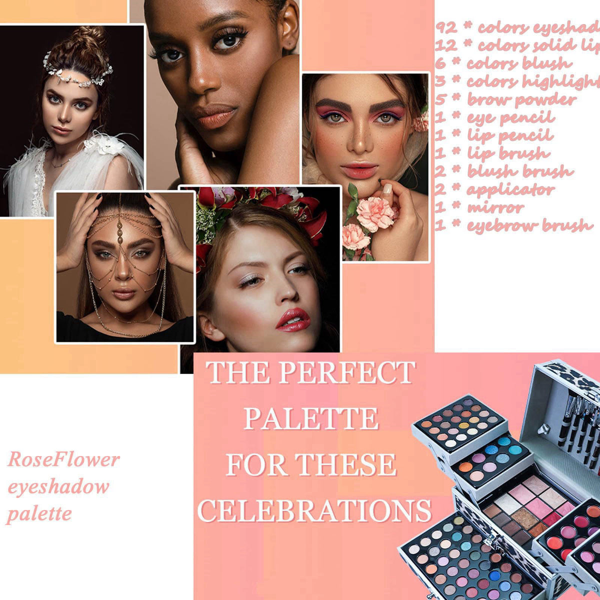 RoseFlower All-in-One Professional Makeup Kit, Makeup Set, Makeup Box – close-up detail in A466