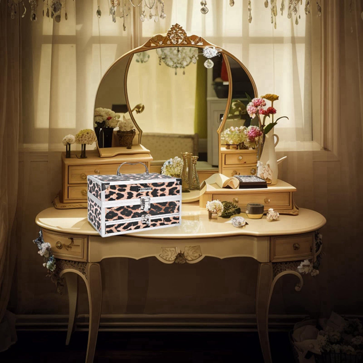 RoseFlower All-in-One Professional Makeup Kit, Makeup Set, Makeup Box – back view and specifications