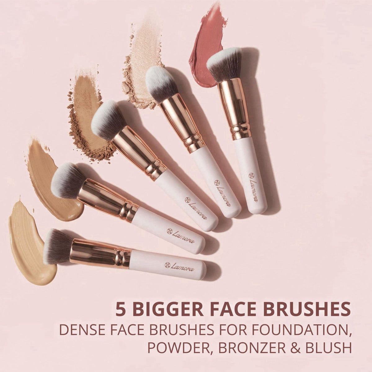 Lamora Kabuki Makeup Brush Set - 10 Essential Face, Eye, Precision Brushes – full view, size 10 Piece Set