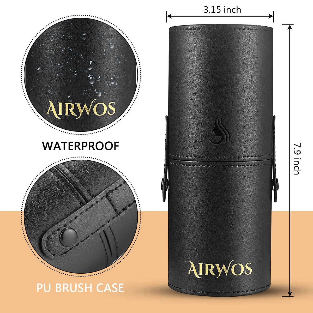 AirWos® 14 Pcs Professional Makeup Brush Set with Case - Synthetic Foundation, Powder, Eyeshadow, Concealer Brushes with