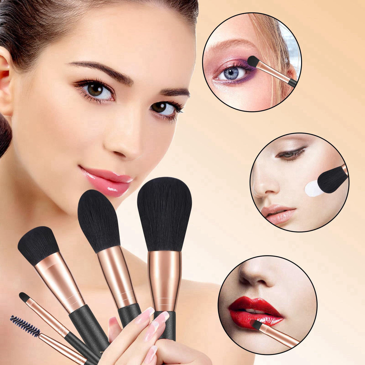 AirWos® 14 Pcs Professional Makeup Brush Set with Case - Synthetic Foundation, Powder, Eyeshadow, Concealer Brushes with