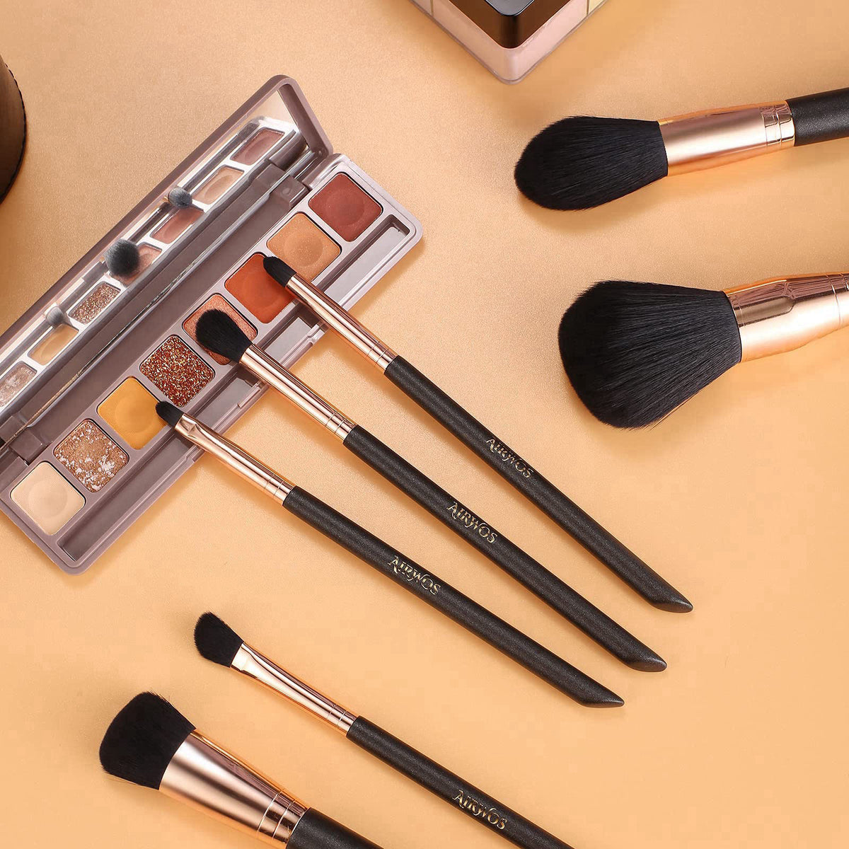 AirWos® 14 Pcs Professional Makeup Brush Set with Case - Synthetic Foundation, Powder, Eyeshadow, Concealer Brushes with