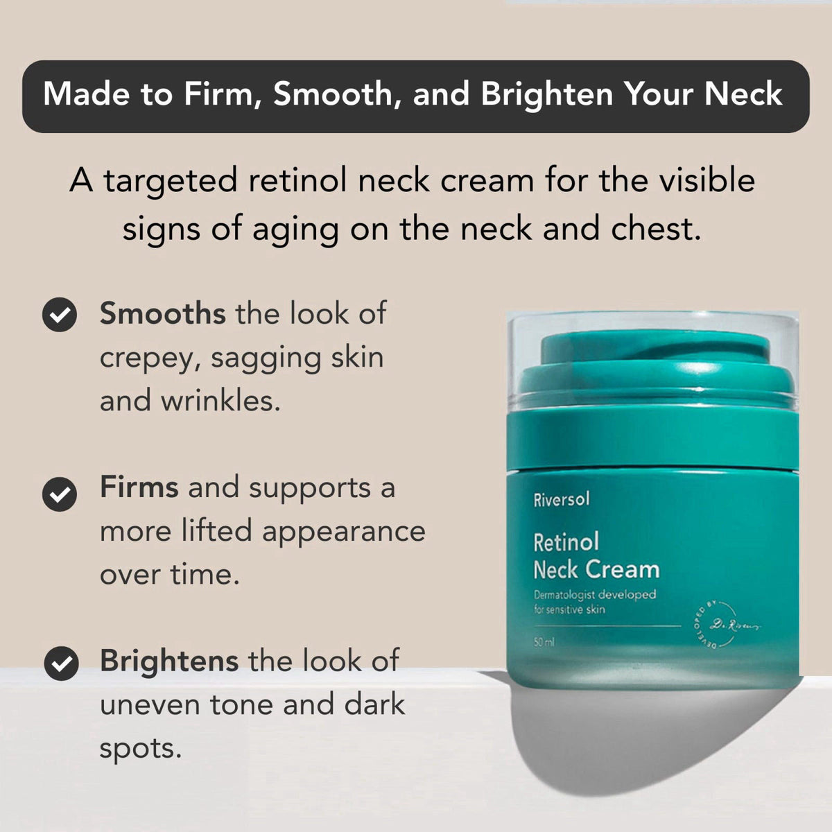 Riversol Retinol Neck Firming Cream for Tightening & Wrinkles – close-up detail