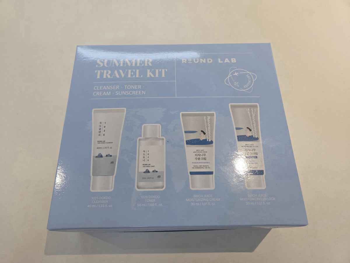 ROUND LAB Summer Travel Essential Kit with Sunscreen, 4 Step Skincare Set – close-up detail