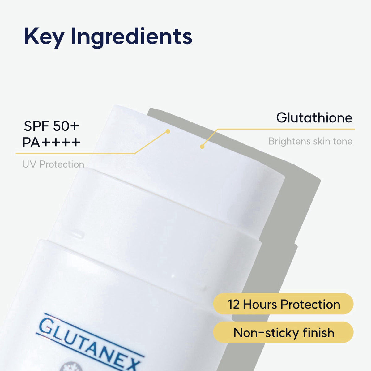 Glutanex Sun Stick SPF 50+ PA++++ 30g (1.05 oz) - UV Protection with Glutathione, Non-Sticky, Natural and Mild Matte Fin