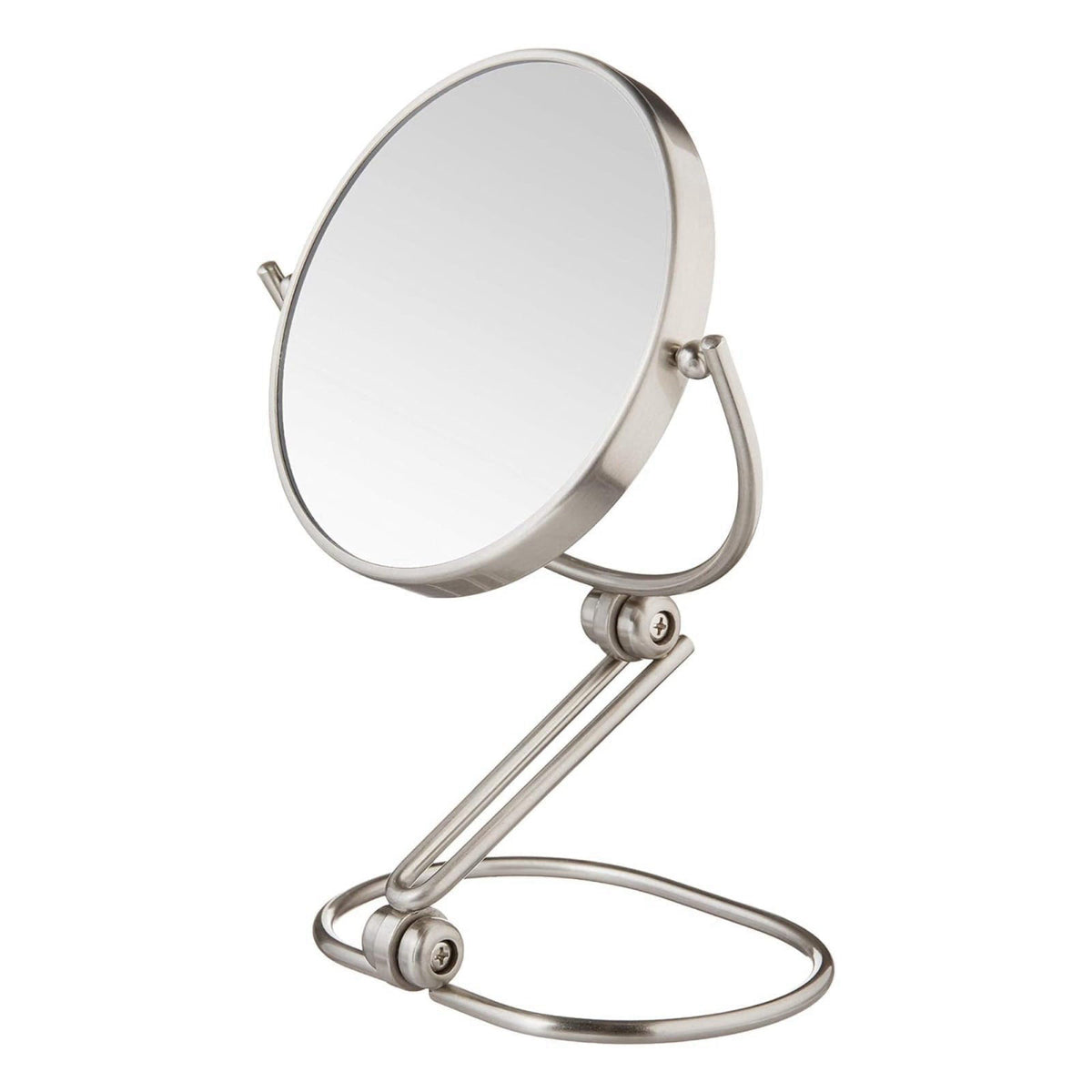 JERDON 5.5" Tabletop Makeup Mirror - 10X Magnification - Nickel - MC450N – back view and specifications