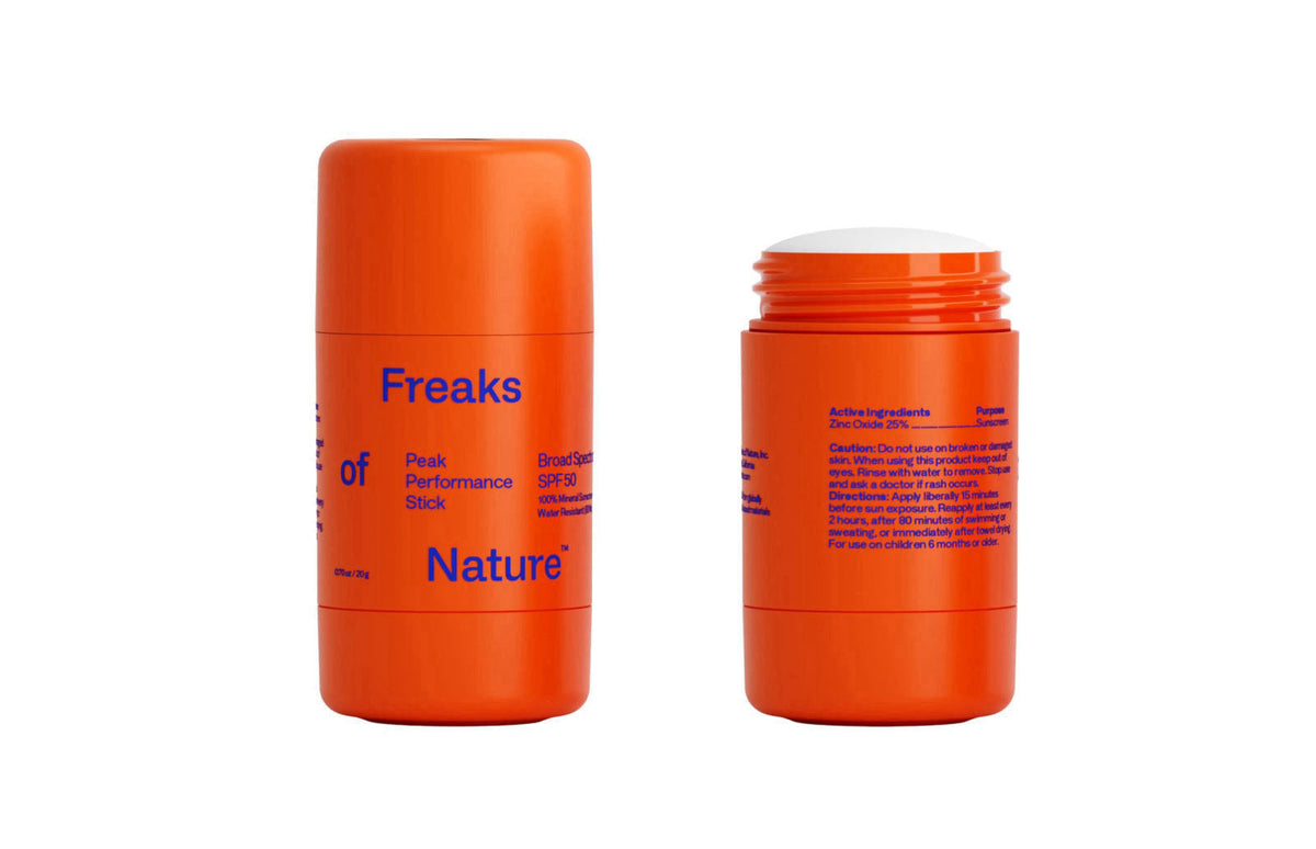 Freaks of Nature Peak Performance Sun Stick SPF 50, Face Sunscreen, 2.6oz – back view and specifications