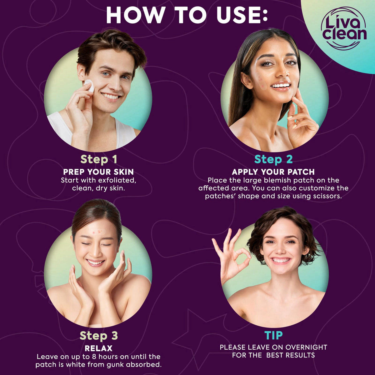 Livaclean 50 CT Large Hydrocolloid Acne Patches & Hypochlorous Acid Spray for Face & Body – packaging and label