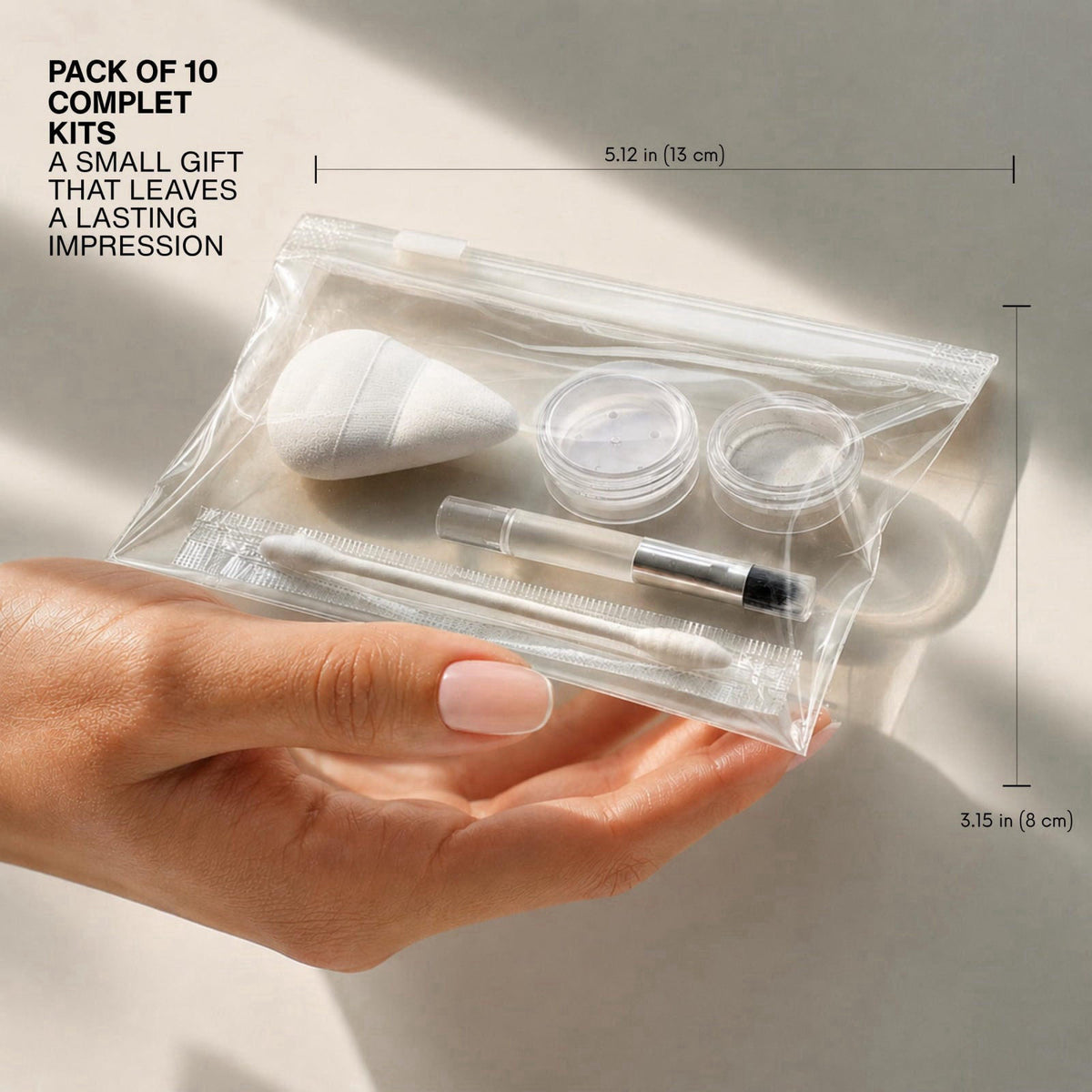OR KO Makeup Touch-Up Kit, 10-Piece Beauty Organizer Travel Set – close-up detail in Clear