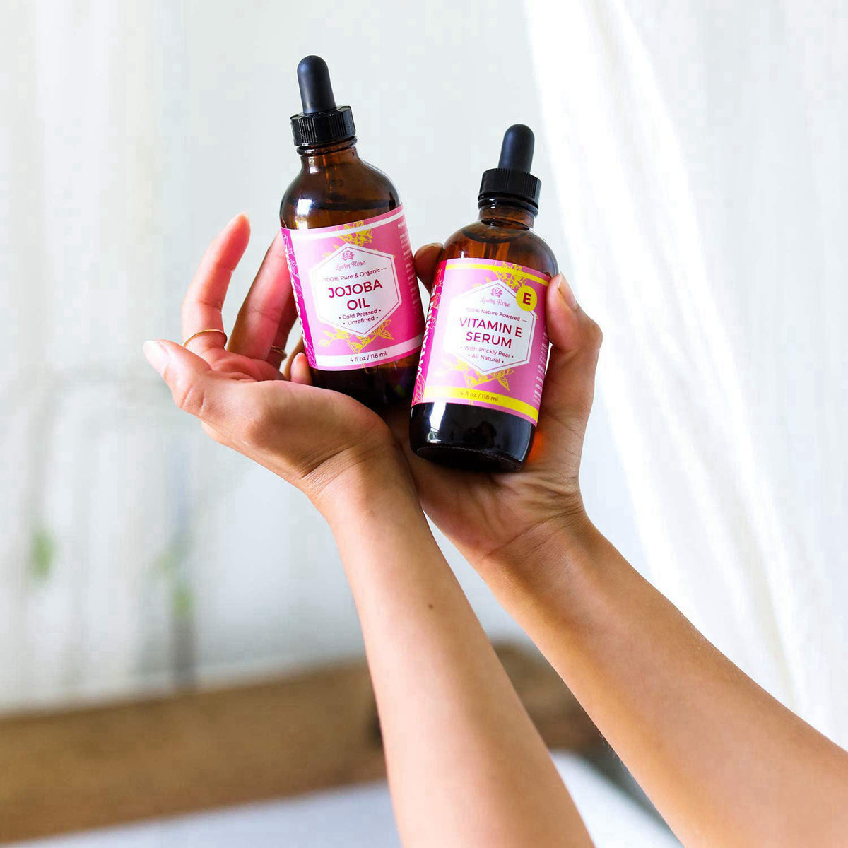 Leven Rose Anti-Aging Power Pack, with Vitamin E Serum, Pomegranate Seed Oil 2oz, Coffee Eye Lift Serum 1oz, for Hair, S