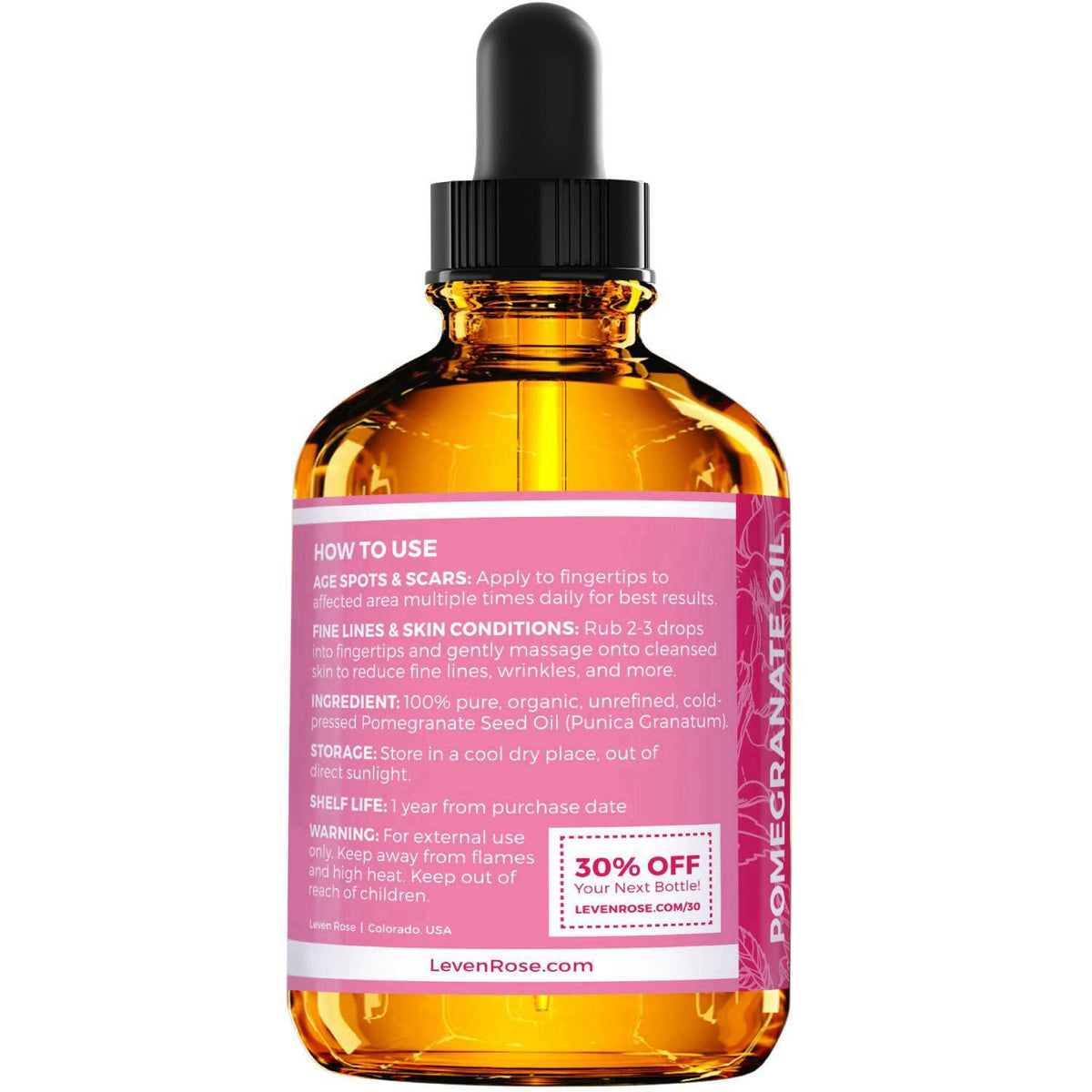 Leven Rose Anti-Aging Power Pack, with Vitamin E Serum, Pomegranate Seed Oil 2oz, Coffee Eye Lift Serum 1oz, for Hair, S
