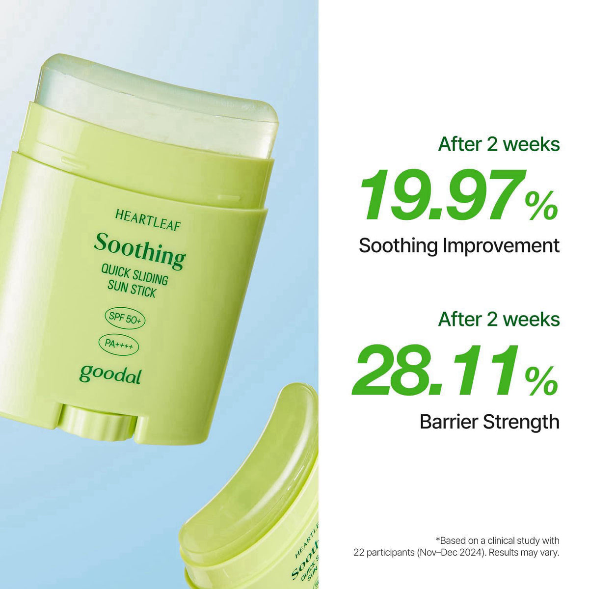 GOODAL Heartleaf Soothing Quick Sliding Sunscreen Stick, Broad Spectrum SPF 50, Lightweight Korean Sun Stick for Face & 