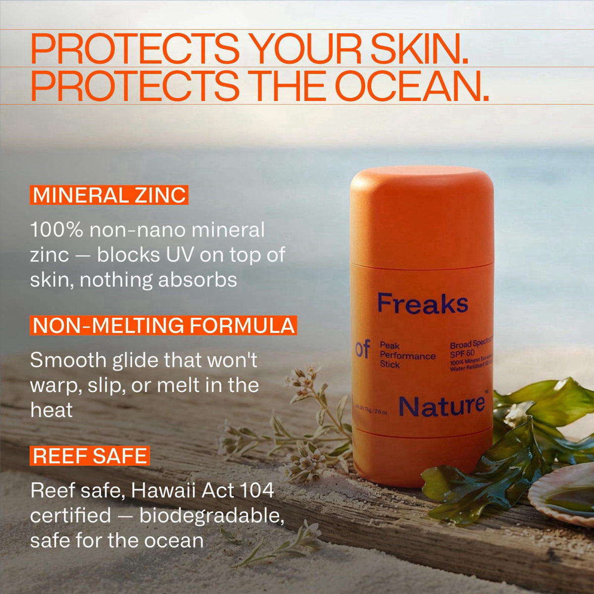Freaks of Nature Peak Performance Sun Stick SPF 50, Face Sunscreen, 0.7oz – full view, size 0.7 Ounce